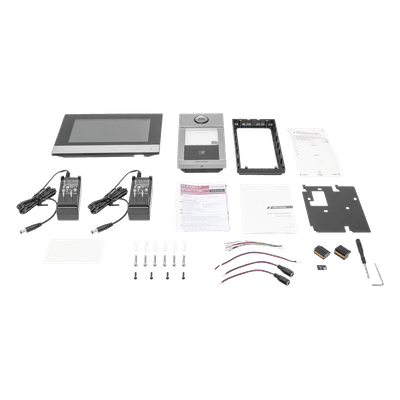 Kit de Videoportero IP PoE Estandar con llamada a App de Smartphone (Hik-Connect) / Apertura con Tarjeta MIFARE / Frente de calle IK08 & IP65 / Soporta 2 puertas