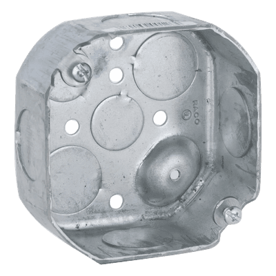 Caja de Conexión Octogonal / Acero Galvanizado / 6 Entradas / Profundidad 1 1/2 in (38.1 mm) / UL Listed
