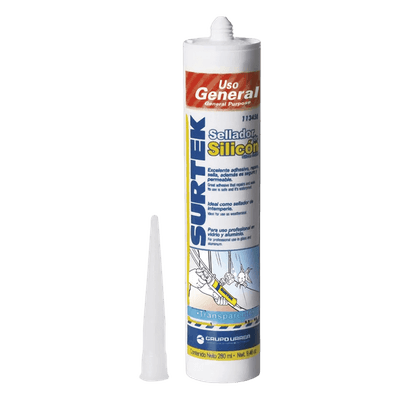 Sellador de Silicona Transparente / Uso General / 280 ml / -40°C a 100°C / Secado 24 h / Humedad