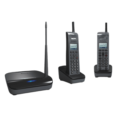 Sistema Telefónico Inalámbrico SIP / 902-928 MHz / 10 Cuentas SIP / 4 Llamadas Simultáneas / Cobertura 6 Pisos / Base + 2 Teléfonos