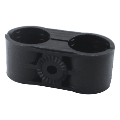 Sujetador Plástico para Cable Coaxial / 2 Cables / 1-1/4" Nominal / Rango 1.535" a 1.614" (39 a 41 mm) / Montaje Varilla 3/8" o M10 / Paquete 10 Unidades