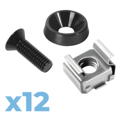 Juego de Tornillos para Rack / 12 Unidades / M5 / Acero Inoxidable / Tuercas Enjauladas