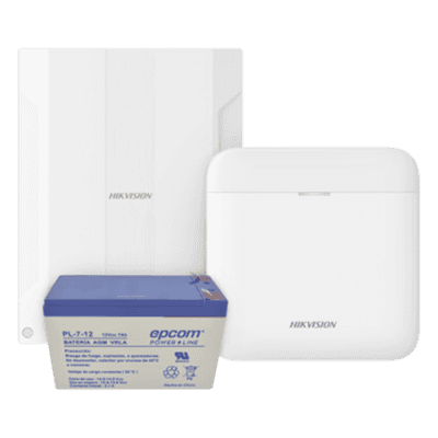 Kit de Alarma Inalámbrica / Conversión de 16 Zonas Cableadas / Comunicación 3G/4G Dual SIM / 48 Zonas Totales / Batería de Respaldo 12V 7Ah / Cifrado AES-128