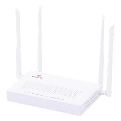 ONU Dual GPON/EPON / Wi-Fi AC Doble Banda / 4 Antenas 5 dBi / 2x LAN Gigabit / 1x FXS / 1x CATV / 12V 1A / 0 a 55°C