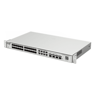 Switch Administrable Capa 2+ / 24 Puertos SFP / 8 Puertos RJ45 Combinados / 4 SFP+ / 128 Gb/s / 6 kV Protección Sobretensión
