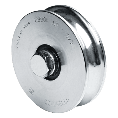 Rueda para Puerta Corrediza / 10 cm (3.9 in) / Sin Soporte / Carga 425 kg / Doble Cojinete / Acero Galvanizado