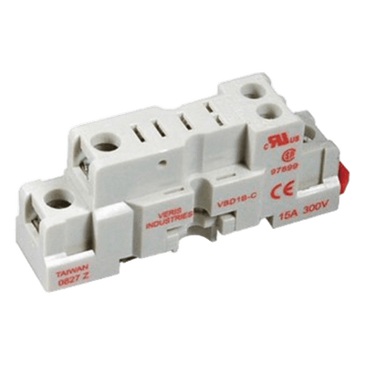 Base Socket para Relé SPDT / 15 A / 300 V / Montaje Riel DIN 35 mm o Lateral / Terminales Finger-Safe
