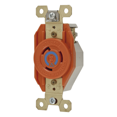 Receptáculo Sencillo de Media Vuelta / 20 A 250 V CA / 2 Polos 3 Hilos / Nema L6-20R / 3.28" x 1.70" x 1.24" (83.3 x 43.2 x 31.5 mm)