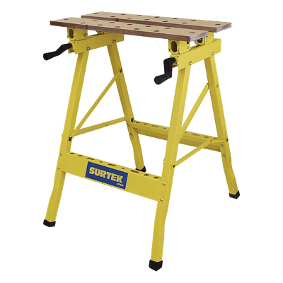 Banco de trabajo portátil / Capacidad 100 kg / Base inclinable / Acero resistente / 60.5 cm ancho / 1.98 ft altura