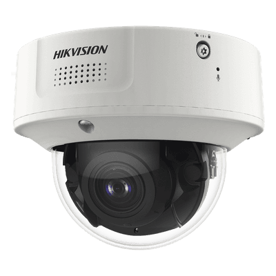 Domo IP 4 Megapixel / Lente Mot. 2.8 - 12 mm / 40 mts IR EXIR / IP67 / IK10 / H.265+ / Conteo de Personas por Detección de Rostro (Base de Datos) / WDR 140 dB / DeepinView / 2 Micrófonos Integrados