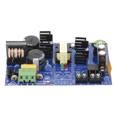 Fuente de Alimentación Tipo Tarjeta / 12/24 VCC Seleccionable / 6 A de Corriente Continua / Entrada 115 VCA 50/60 Hz / Respaldo con Batería / Protección contra Cortocircuito y Sobretensión
