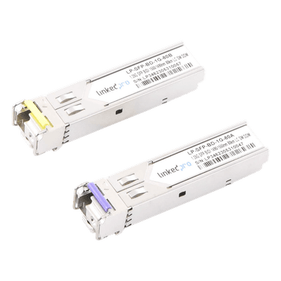 Transceptor Óptico SFP Bidireccional / Monomodo 1490/1550 nm / 1.25 Gbps / Alcance 80 km (262.5 ft) / LC/UPC Simplex / DDM / Hot-Pluggable / 2 Piezas