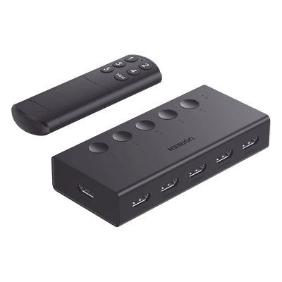 Conmutador HDMI 5X1 | 4K@60Hz | HDMI 2.0, 1.4 | HDCP 2.2, 1.4 | VRR | Dynamic HDR | 3D | CEC | EDID | IR 10 Metros (32.81 Pies) | 18Gbps | Cambio Manual y por Control Remoto | Incluye Cable de Alimentación USB