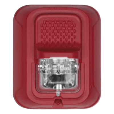 Bocina-estrobo Serie L Farenhyt / Pared / Rojo sin impresión / 12-24 VCD / 15-185 candelas / Compatible con FACP