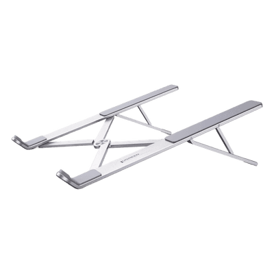 Soporte Portátil de Aluminio para Laptop / Amplia Compatibilidad de 11-17.3" / Ajuste de Altura 46.5 mm-136.5 mm / Capacidad de carga de 5 kg / Diseño Plegable / Material de Aleación de Aluminio + Silicona.