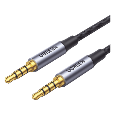 Cable Auxiliar de 3.5mm / Cable Audio Estéreo / Núcleo de Alambre de Cobre Esmaltado / Carcasa de Aluminio Azul + Nylon Trenzado /  Soporta Micrófono / 2 Metros