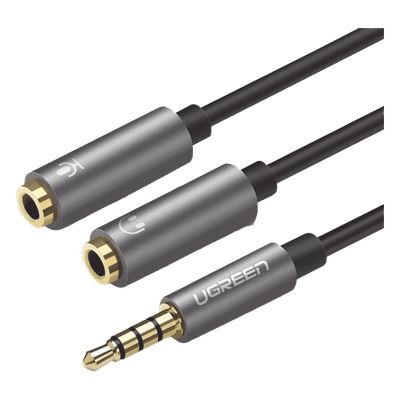 Cable Divisor en Y / De 3.5 mm Macho a Dos Salidas de 3.5 mm Hembra / CTIA, TRS / Núcleo de Cobre / TPE /  Longitud 20 cm / Ideal para Separar el Micrófono de los Auriculares