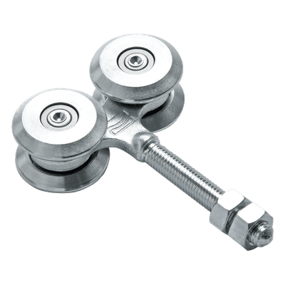 Carretilla para Puertas Colgantes / 4 Ruedas con Cojinete / Acero Galvanizado / Carga 400 kgf / Peso 1.23 kg