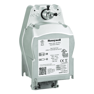 Actuador de Dos Posiciones / Acción Rápida con Retorno por Resorte / 120 VAC / 80 lb-in / UL555S hasta 350 °F / 95° ± 3°