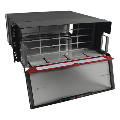 Distribuidor de Fibra Óptica de Alta Densidad / 4 UR / 16 Placas Plug and Play / Hasta 384 Fibras / Rack 19" (48.26 cm)