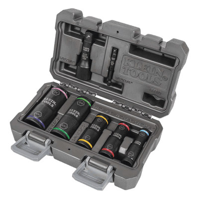 Juego de Dados de Impacto / 7 Piezas / 10 Tamaños Combinados / 3/8 a 15/16'' / Adaptadores 1/4'' y 1/2''