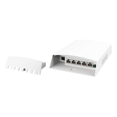 Switch CCTV PoE para Exterior / No administrable / PoE Entrada 802.3 bt Hasta 60W / 1 Puerto PoE salida 24V pasivo Hasta 12W /  3 puertos PoE 802.3 at Hasta 30W /  Ideal para Aplicaciones CCTV con Enlaces Inalámbricos