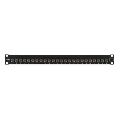 Patch Panel / UTP Cat5e Precargado / 24 Puertos / Plano 1U / Rack 19"