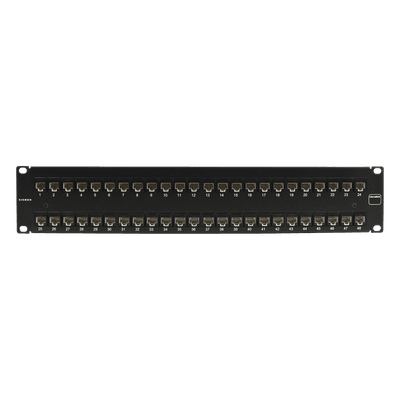 Patch Panel / UTP Cat5e / 48 Puertos / Plano / 2U / 19" Rack / -10 a 60 °C / UL94 V-0
