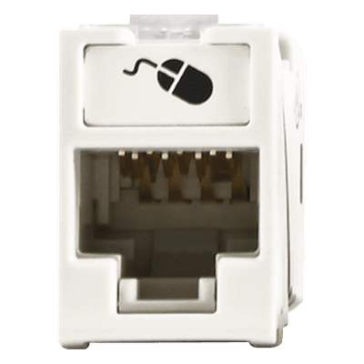 Jack Cat6 / UTP / Montaje Híbrido Plano-Angulado / 1 Puerto / Terminación 110 / Blanco / -10°C a 60°C / 22-24 AWG