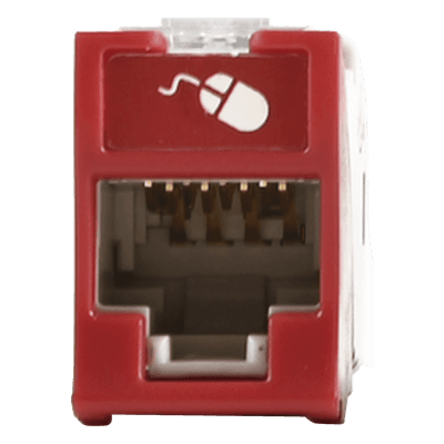 Jack RJ45 Cat6a / UTP / Montaje Híbrido Plano-Angulado / Terminación 110 / Color Rojo