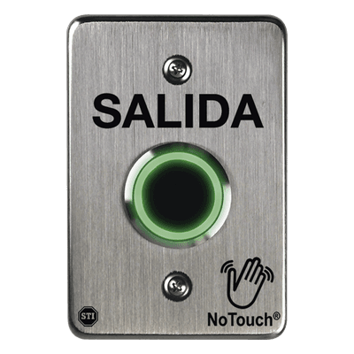 Botón de Salida No-Touch IR / Acero Inoxidable 304 Grado Médico / Contacto Seco C / LED Bicolor / 4.5 x 4.5 in