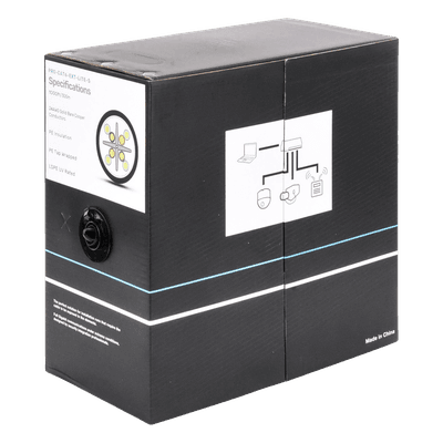 Bobina de Cable 305 Metros (1000 Pies) Cat6, 24 AWG, Climas Extremos, Color Negro, Sin Blindar, para Intemperie