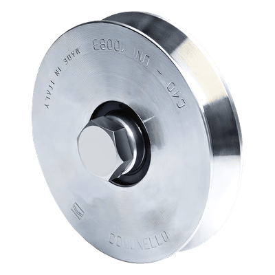 Rueda para Puerta Corrediza / Acero Galvanizado / 14 cm / Carga 270 kg / Canal Tipo V / Sin Soporte