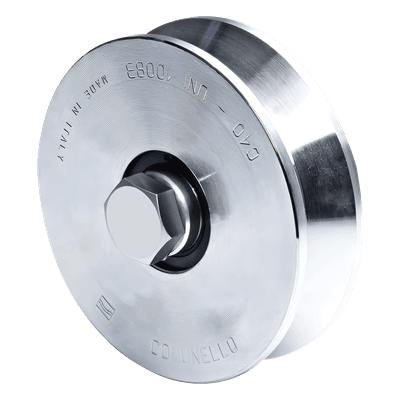 Rueda para Puerta Corrediza / 12 cm / Carga 450 kg / Guía Tipo V / Acero Galvanizado