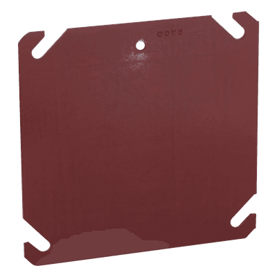 Tapa Plana para Caja Eléctrica / Acero Galvanizado / 4 x 4 x 0.063 in / Color Rojo / cUL Listado