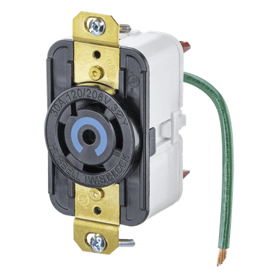 Receptáculo Industrial de Media Vuelta / 30 A / 120/208 V CA / 4 Polos / 5 Hilos / NEMA L21-30R / Interior Seco