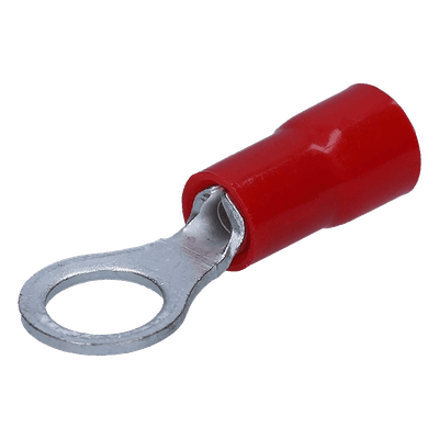 Terminal Tipo Ojo Aislado / Calibre 22-16 AWG / Anillo 1/4" / 25 Piezas / Color Rojo