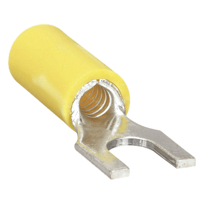 Terminal Horquilla Aislada / 12-10 AWG / Amarillo / 25 piezas / Crimp / 24.3 x 13.4 x 6.8 mm