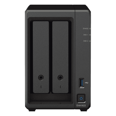 NVR Deep Learning / 2 Bahías / Intel Celeron Quad-Core 2.7 GHz / 6GB DDR4 / HDMI 4K / 1GbE Link Aggregation / Compacto 166 x 106 x 223 mm
