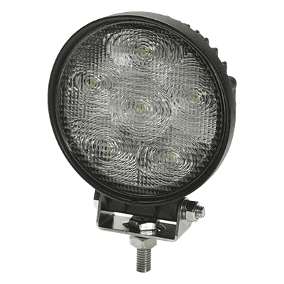 Luz de Trabajo LED / 700 Lumenes / 12-24 VCD / 6 LEDs de 3W / Montaje Pedestal / Lente Redonda Transparente / Aluminio Negro