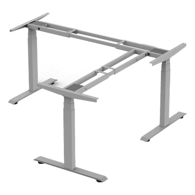 Base de Escritorio Motorizado Profesional Tipo L (3 Columnas) / Altura Ajustable 60-125cm / Estructura Estable / Funcionamiento Suave / 4 Preset de Posiciones / Color Gris / Soporta hasta 150Kg de carga