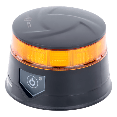 Baliza LED Recargable / Color Ámbar / IP67 / 12-24 V / 7 Patrones de Destello / Montaje Magnético y Succión