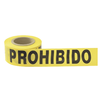 Cinta de Barricada / 100 m (328.1 ft) de Longitud / Ancho 76 mm (3") / Polipropileno con Aditivos UV / Espesor 0.4 mm / Leyenda "Prohibido el Paso"