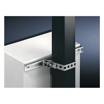 Herrajes Metálicos para Fijación / Gabinetes hasta 80 cm / Postes Cuadrados o Circulares / Acero Galvanizado / Correa 880 mm / 2 Piezas