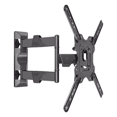 Montaje de Pared Articulado P4-NB / Pantallas de 32" a 55" / VESA 100x100 a 400x400 mm / Carga 27.2 kg (60 lbs) / Inclinación +8° a -5° / Giro 180° / Distancia de Pared 5 a 40 cm / Acero