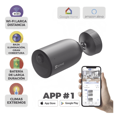 Cámara IP Inalámbrica Con Batería Recargable (Cero Cables) / 2K (3 Megapixel) / Micro SD / Detección Humana / Colores en Oscuridad / Sirena y Estrobo / 15 Mts IR / 15 Mts Luz Blanca / Exterior