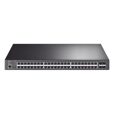 Switch L2+ Omada PoE+ / 48 Puertos PoE+ 10/100/1000 Mbps / 4 Puertos SFP+ 10G / 2 Puertos Consola (RJ45 y microUSB) / Administración Centralizada Omada o Stand-Alone / Multicast IGMP / Calidad de Servicio / Presupuesto PoE 500W / Montaje en Rack