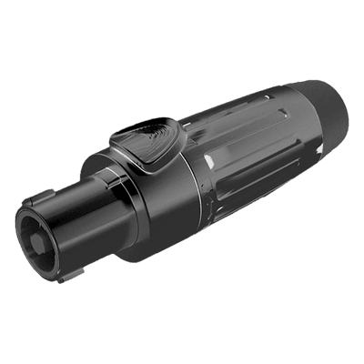 Conector Speakon Hembra / 4 Polos / 30 A / IP54 Acoplado / Carcasa Metálica Negra / AWG10