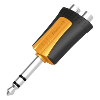 Conector Estéreo |  1/4in - 2 x RCA hembra | Adaptador de Carcasa de Plastico |