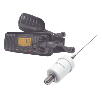 Kit de radio marina con antena de fibra de vidrio / 25W / GPS integrado / IPX4 / Cable 4.5 m (14.8 ft)